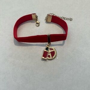 Brand New Giorgio Armani Red Velvet Bracelet with Gold Accents